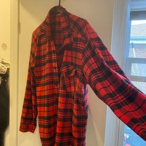 Red and Black Plaid Flannel Shirt